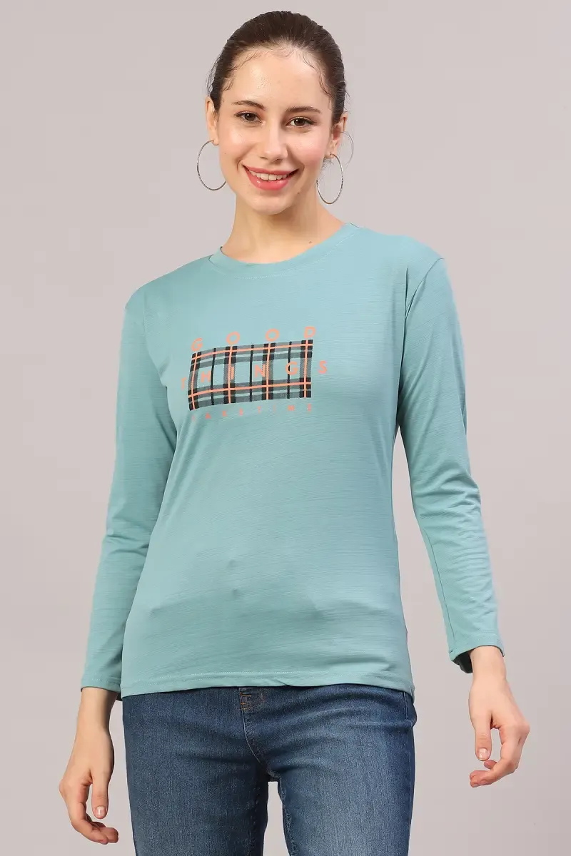 Lycra Graphic Printed T-Shirt for Women 018552XXLGRE