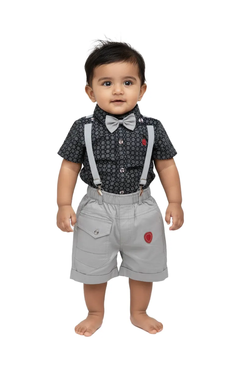 Cotton Printed Clothing Set for Just Born Boy (4-Pcs Set) 018590NAVBLU13M