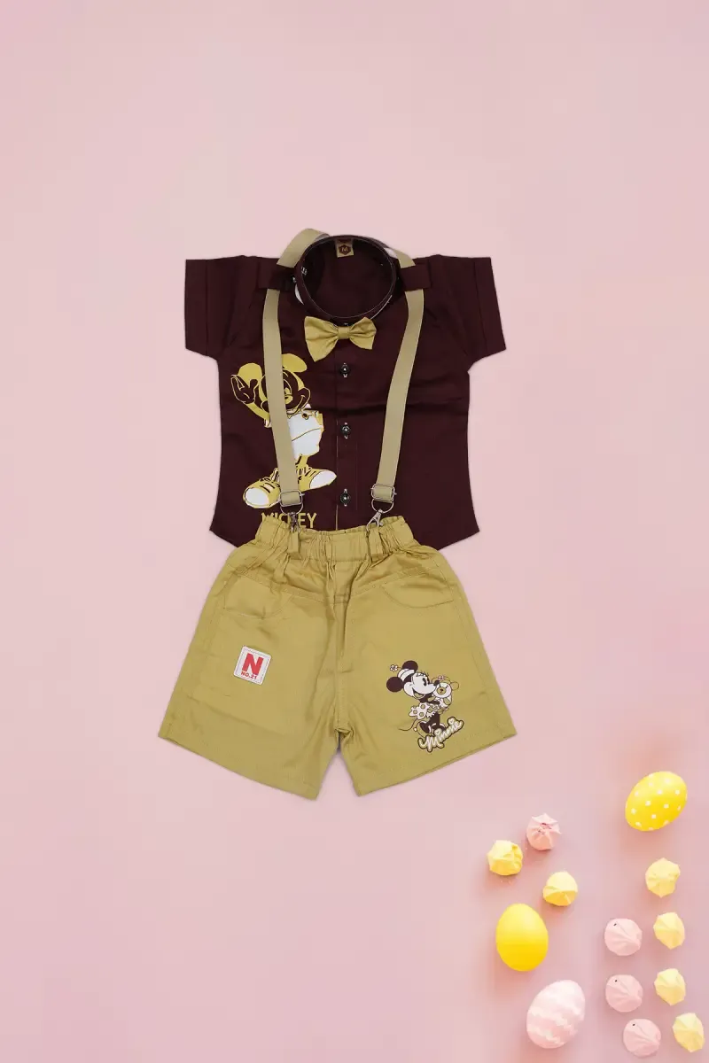 Printed Clothing Set for Just Born Boy (4-Pcs Set) 018604BUR612