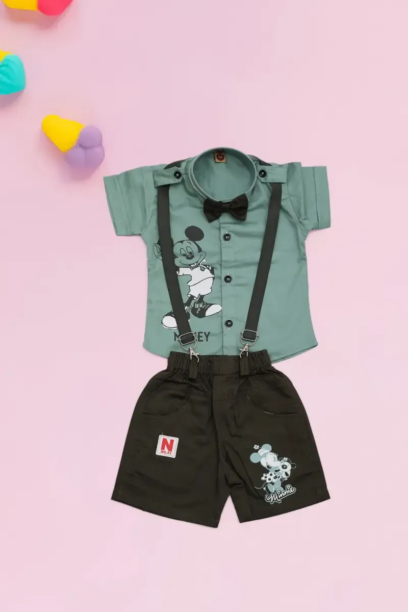 Printed Clothing Set for Just Born Boy (4-Pcs Set) 018604GRE01M