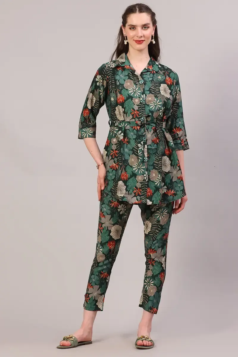 Polyester Printed Co-ord Set for Women  018605GREXXL