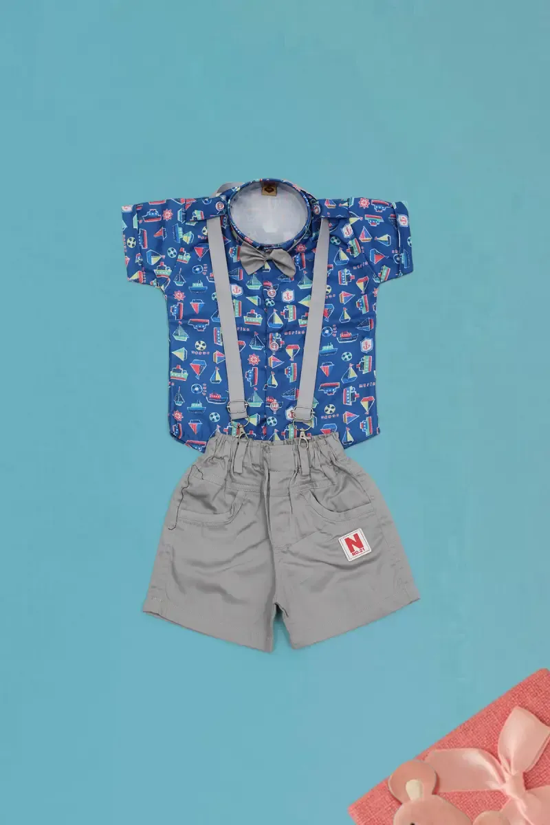 Baby Boy's Cotton Blend Clothing Set (4-Pcs Set) 018608BLU13M