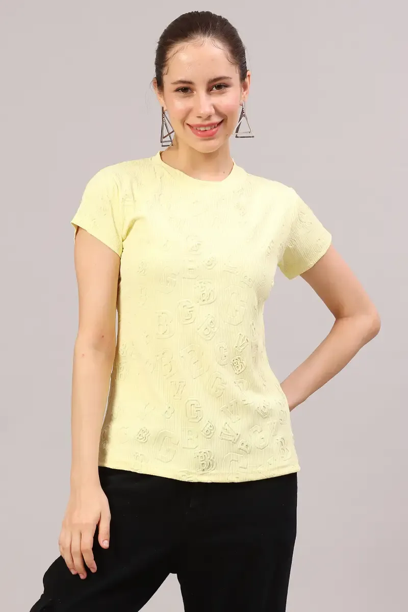 Lycra Embossed T-Shirt for Women
