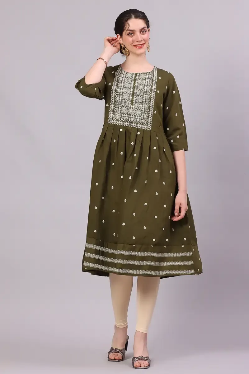 Cotton Blend Embroidered Kurti for Women  018623XLOLI