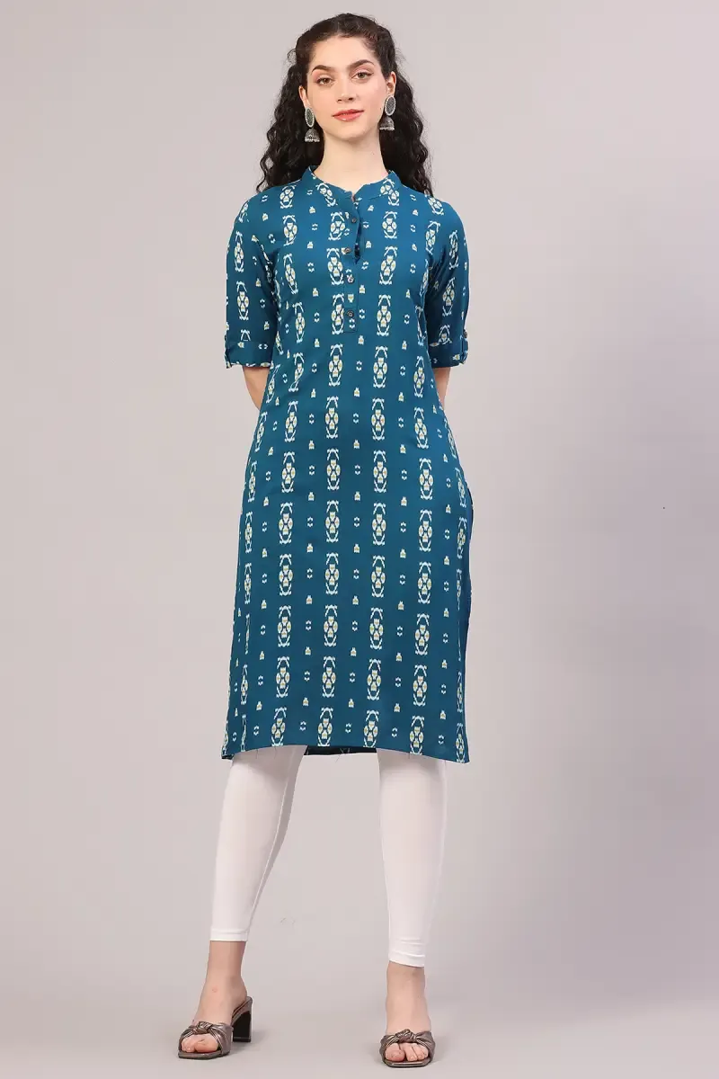 Rayon Printed Kurti for Women  018640XXLTEA