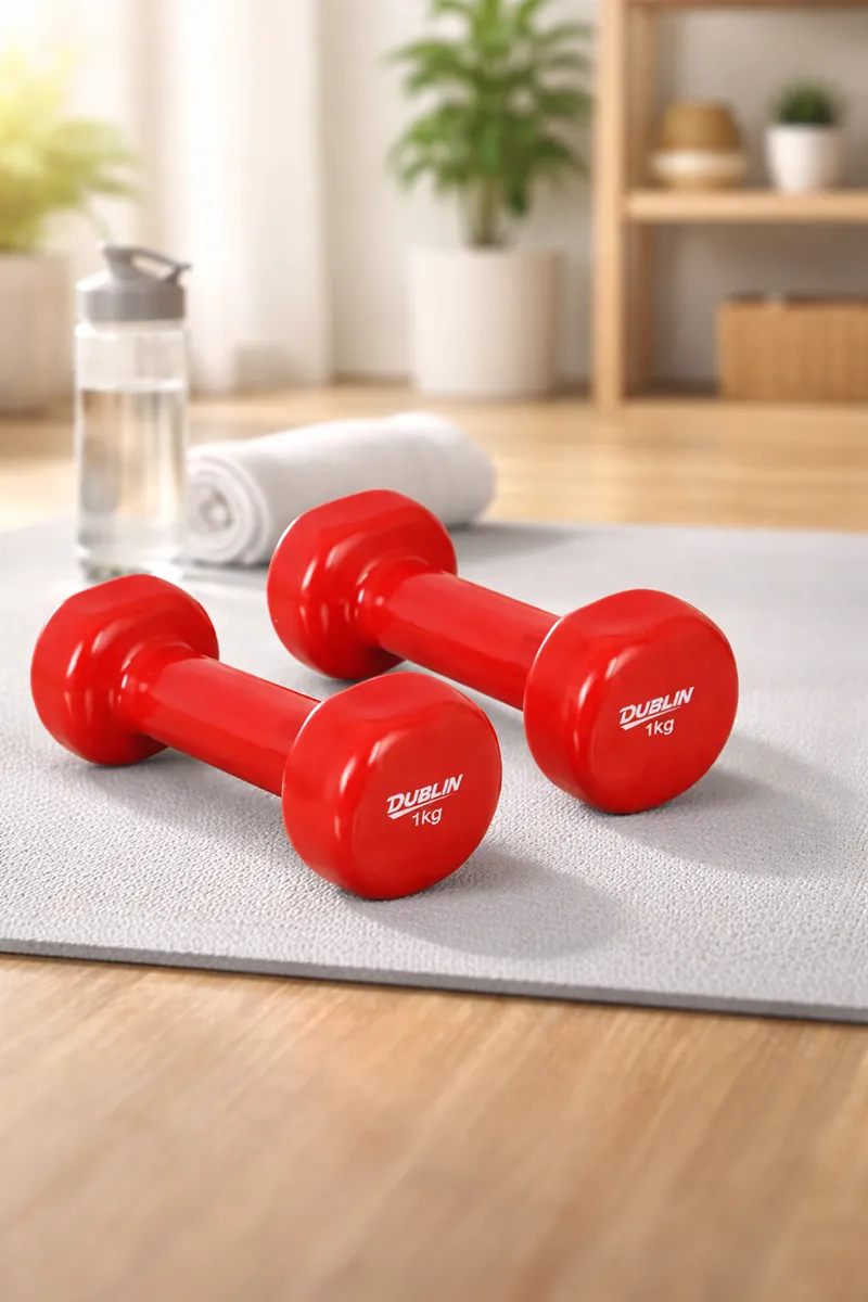 Vinyl Neoprene Fixed Weight Dumbbell (Red Pair of 2) - Each 1 kg