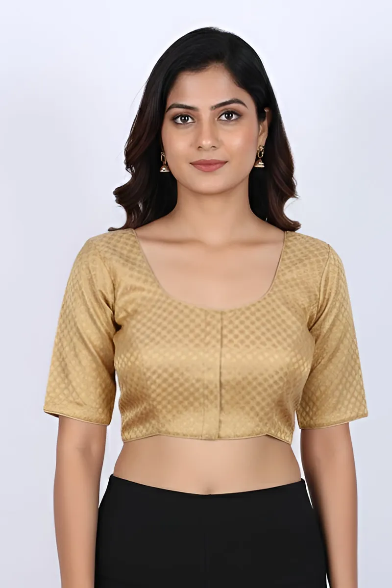 Banarasi Silk Printed Readymade Blouse for Women 018691GOL42
