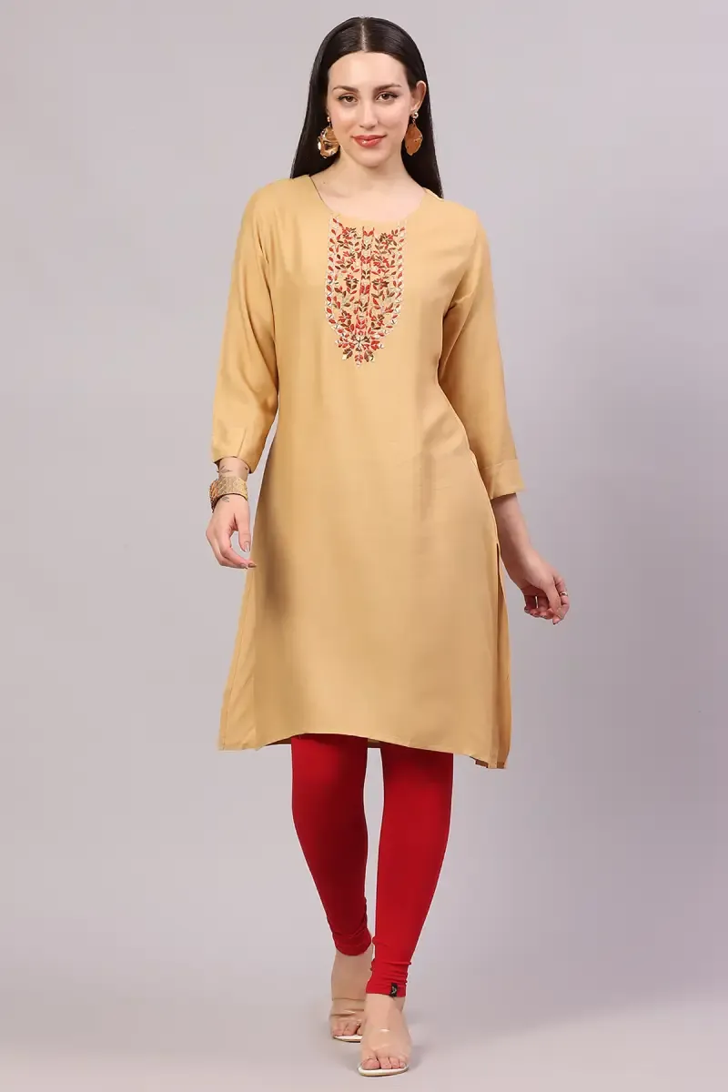 Rayon Embroidered Kurti for Women  018722MSAN
