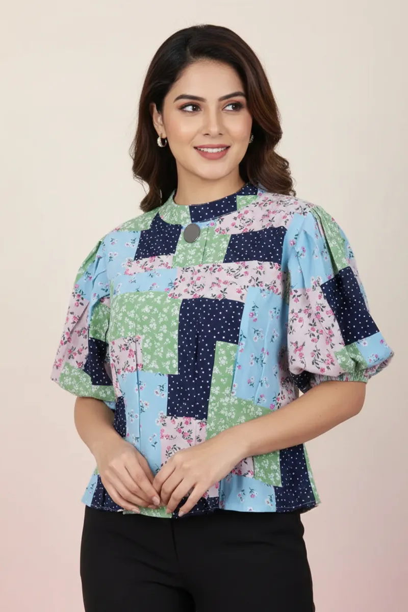 Georgette Floral Printed Top for Women 018728XLMUL