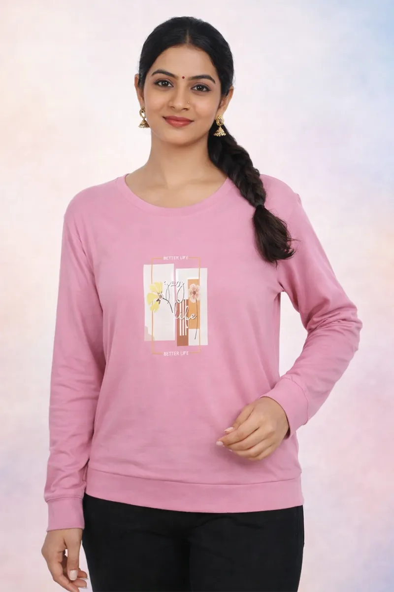 Lycra Graphic Printed T-Shirt for Women 018749LPIN