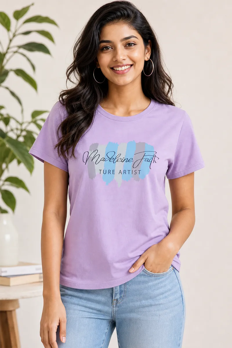 Lycra Graphic Printed T-Shirt for Women 018751MLAV
