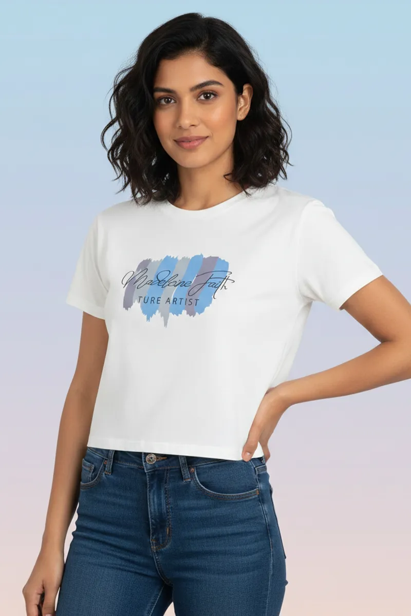 Lycra Graphic Printed T-Shirt for Women 018751MOFFWHI