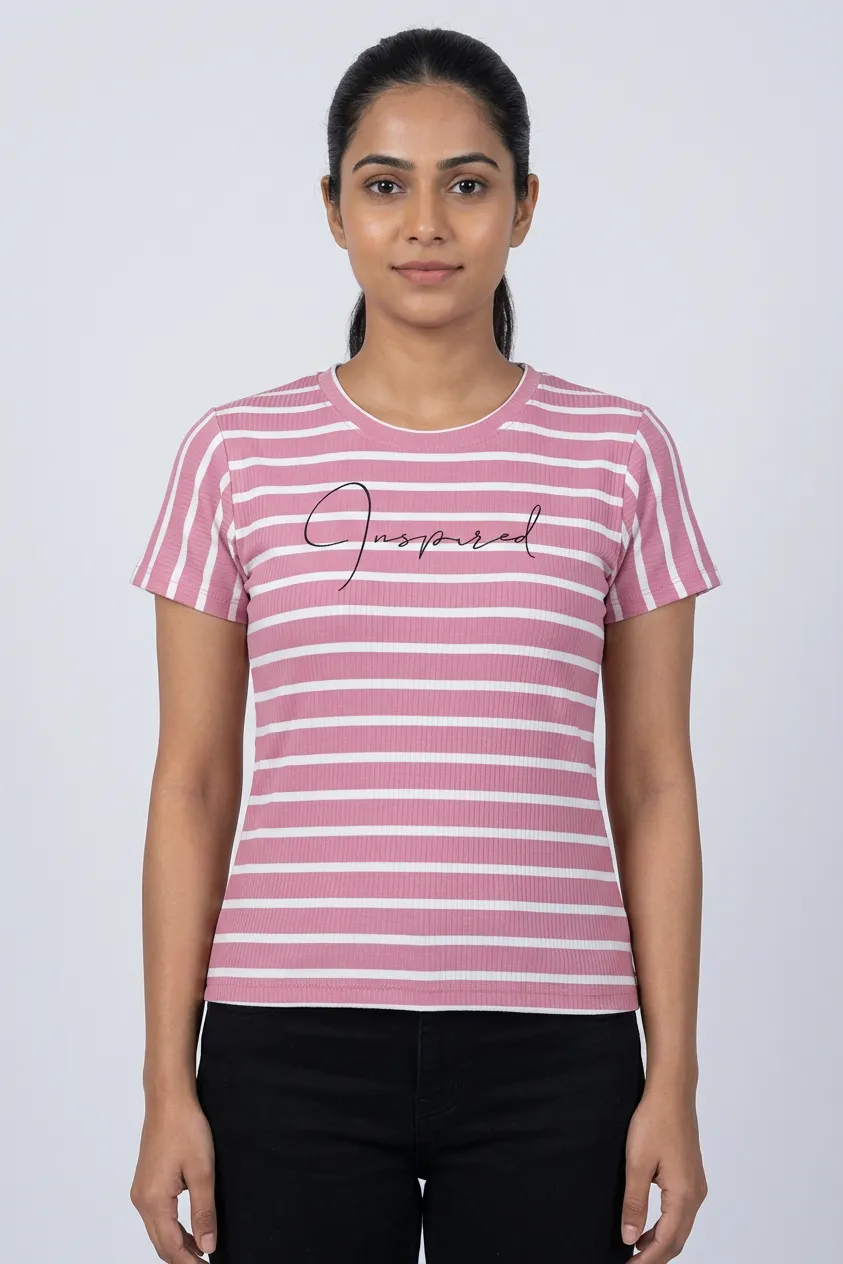 Corduroy Striped T-Shirt for Women 018753MMAU