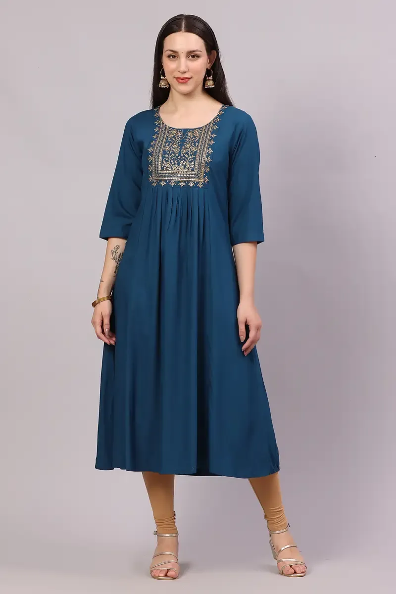Rayon Embroidered Kurta for Women 018757XXLTEA