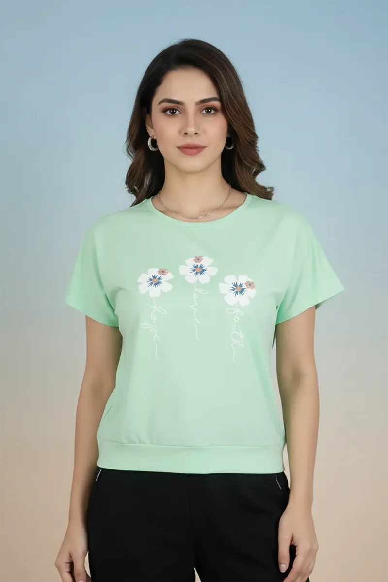 Lycra Graphic Printed T-Shirt for Women 018758MGRE