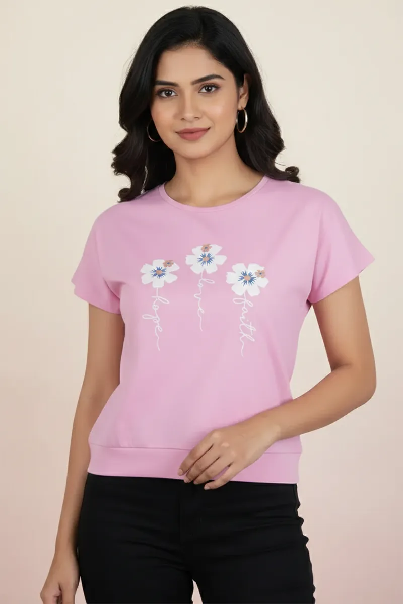 Lycra Graphic Printed T-Shirt for Women 018758XLPIN