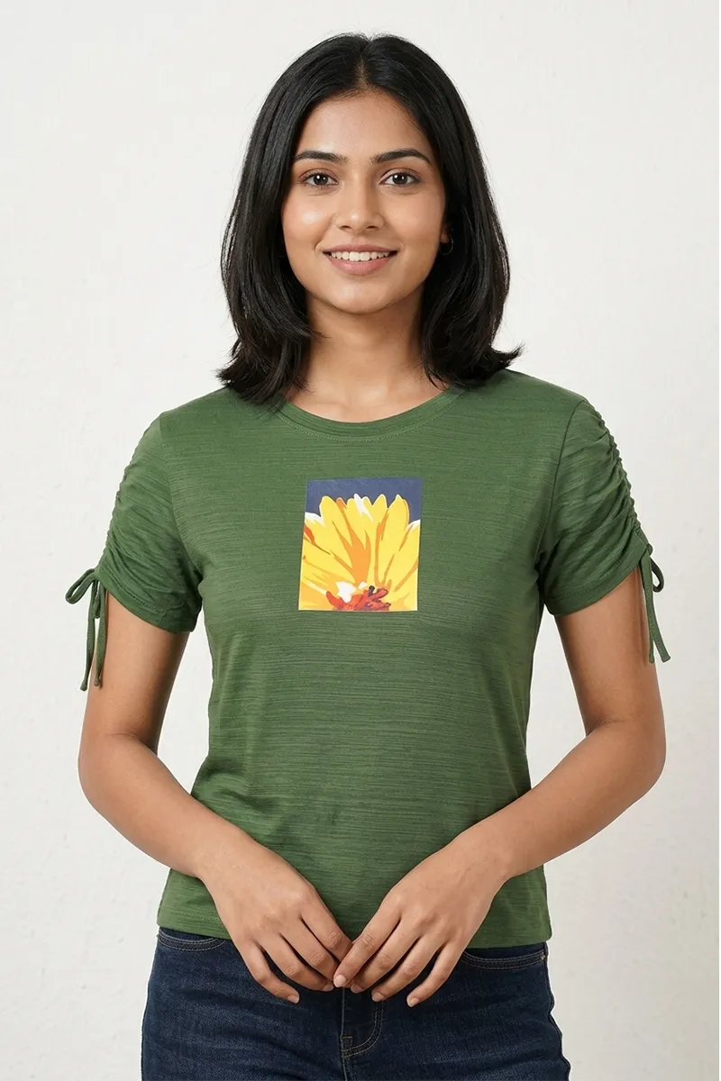 Lycra Graphic Printed T-Shirt for Women 018759MGRE