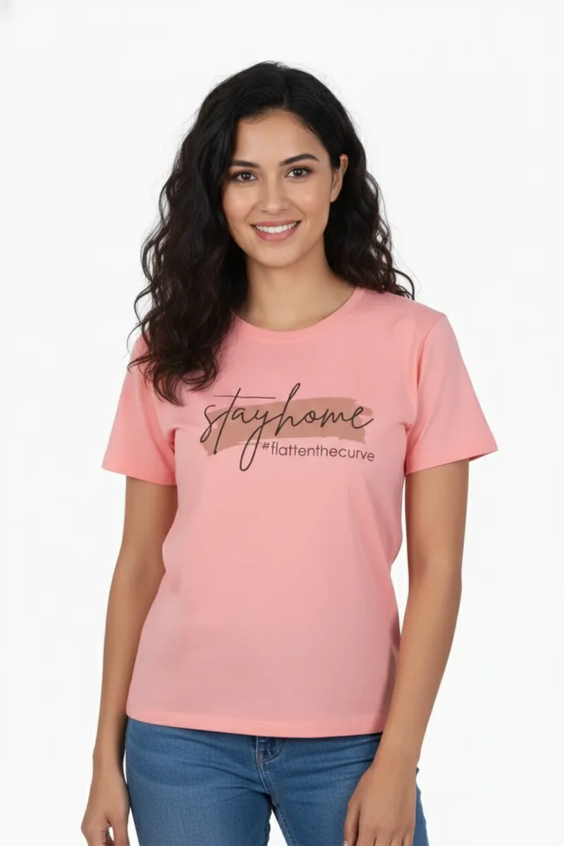 Lycra Typographic Print T-Shirt for Women 018765LPEA