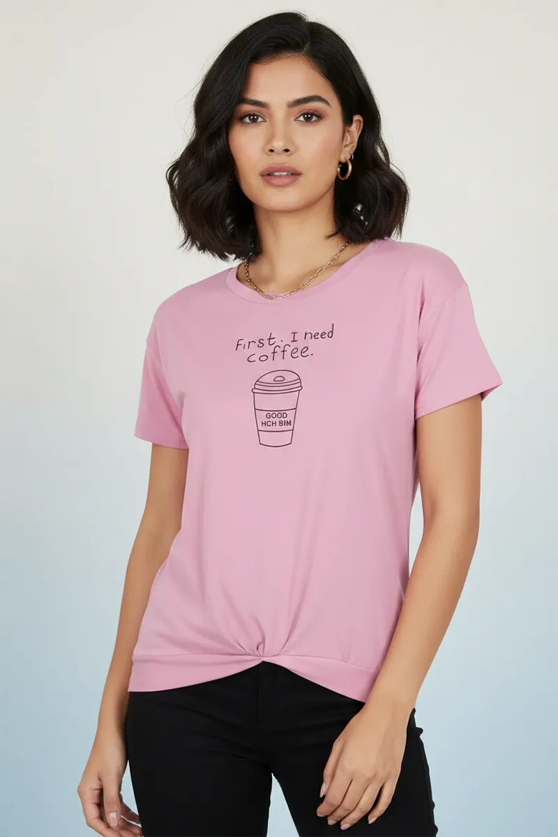 Lycra Graphic Printed T-Shirt for Women 018767LPIN