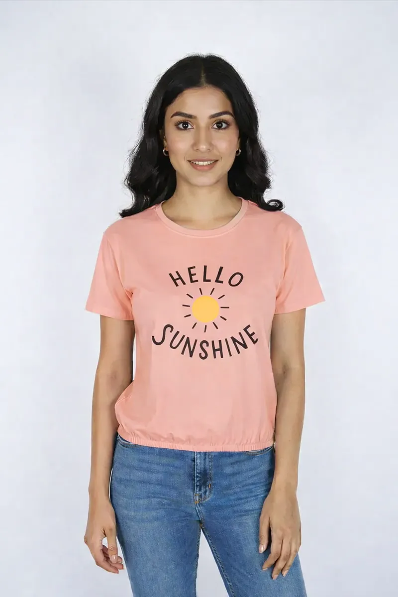Lycra Graphic Print T-Shirt for Women 018771MPEA