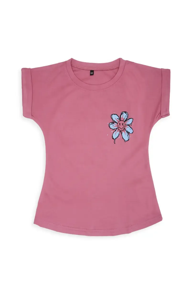 Girl's Cotton Lycra Printed T-shirt  0188041718YRSDUSPIN