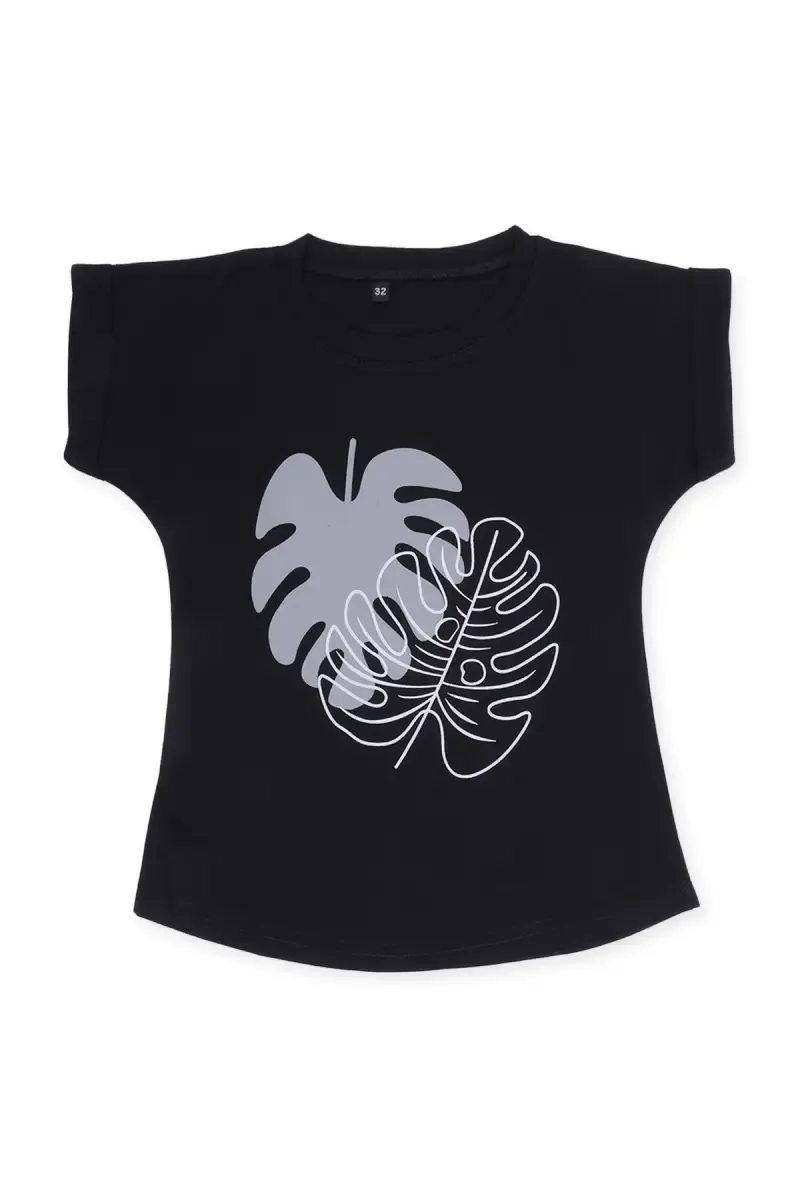 Cotton Lycra Printed Casual T-Shirt for Girls 0188051516YRSBLA