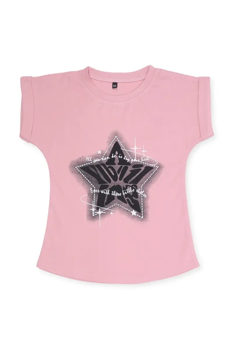 Girls Cotton Lycra Printed T-Shirt