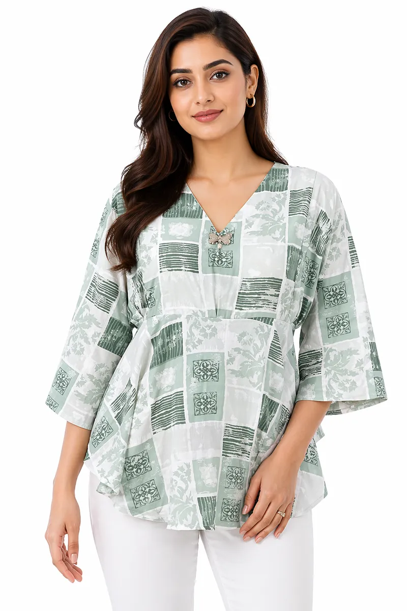Crepe Printed Tunic Top for Women 018811XLGRE2