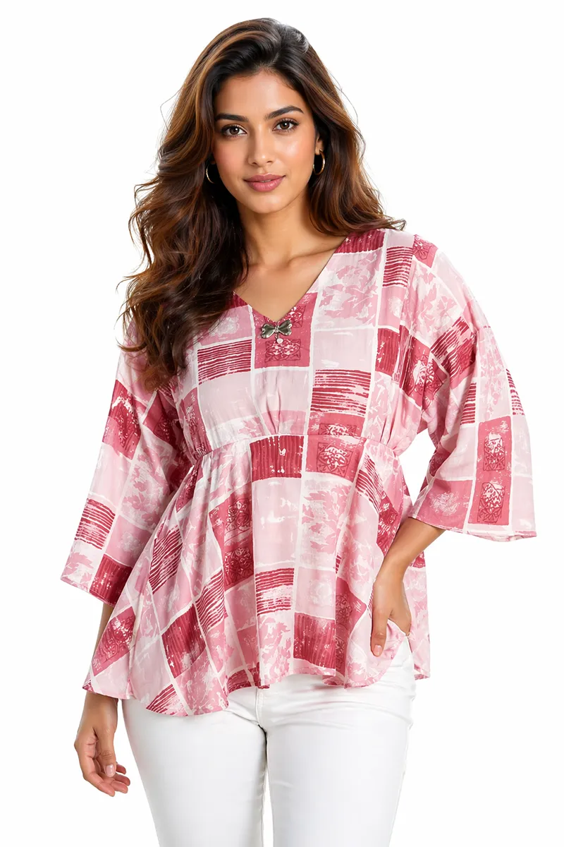 Crepe Printed Tunic Top for Women 018811XLPIN2