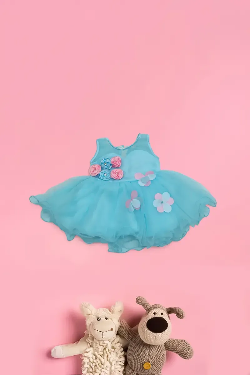 Netted Frock for Baby Girl 018813BLU01M