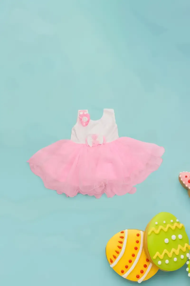 Just Born Baby Girl's Netted Frock 018816PIN36M
