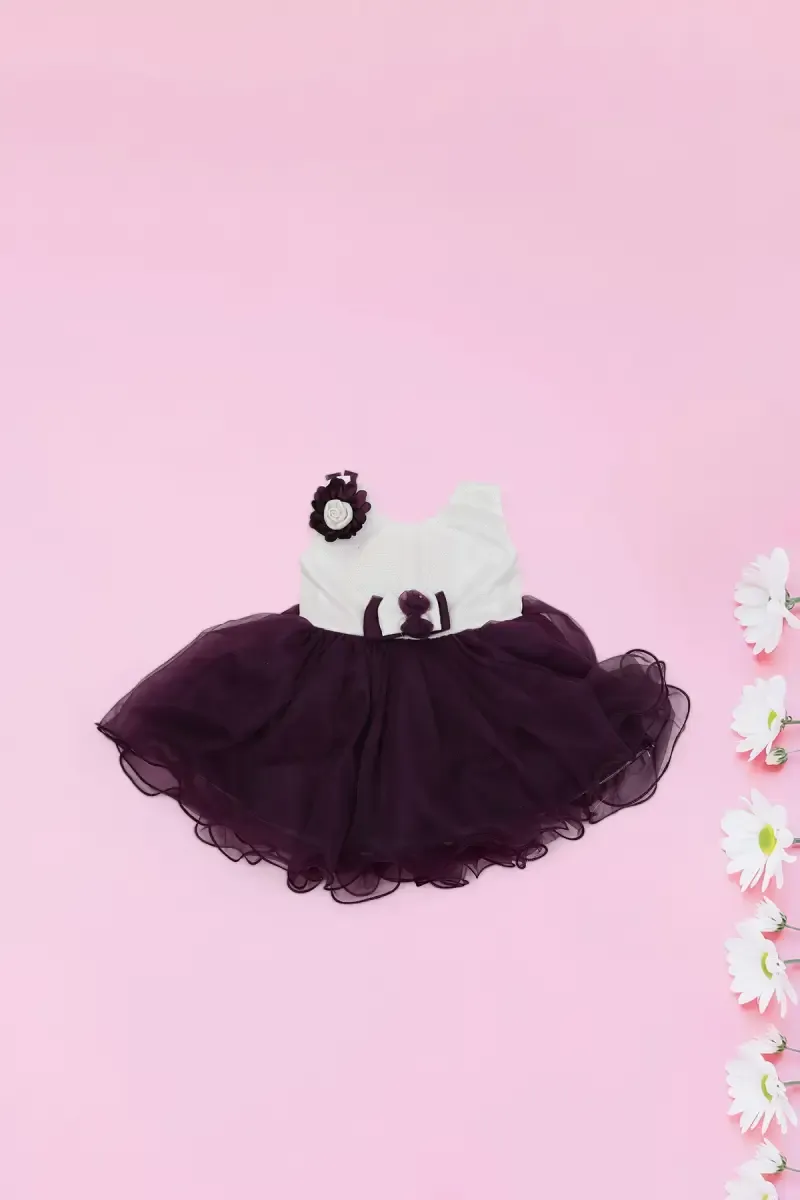 Just Born Baby Girl's Netted Frock 018816PUR36M