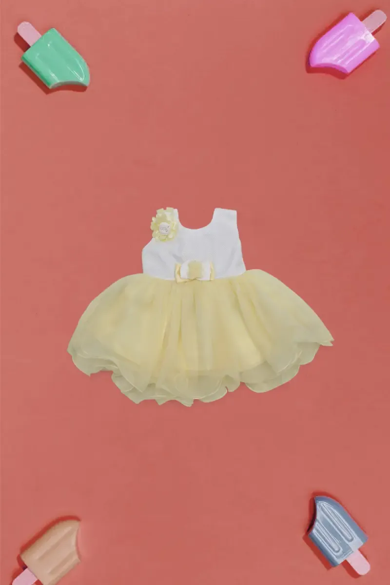 Just Born Baby Girl's Netted Frock 018816YEL36M