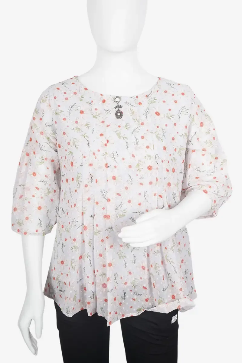 Georgette Botanical Printed Top for Women 018819MBLU