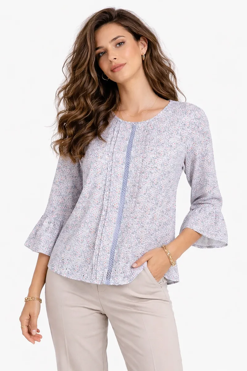 Georgette Floral Printed Western Top for Women 018850XLBLU2