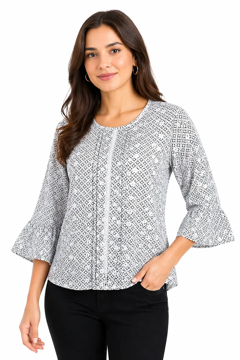 Georgette Printed Western Top for Women 018852XLWHI