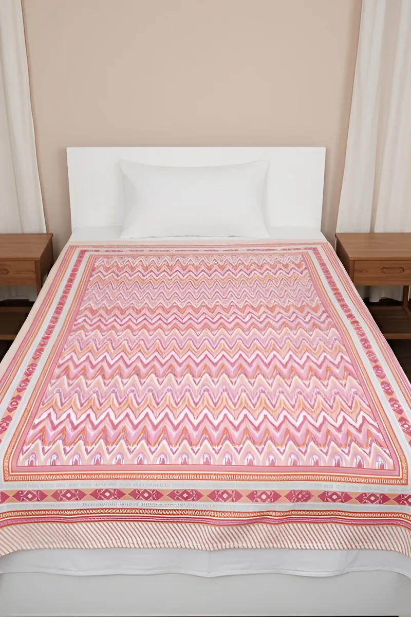 Shubh Rung Cotton Geometric Single Bedsheet 01887263X90INCORA&PIN