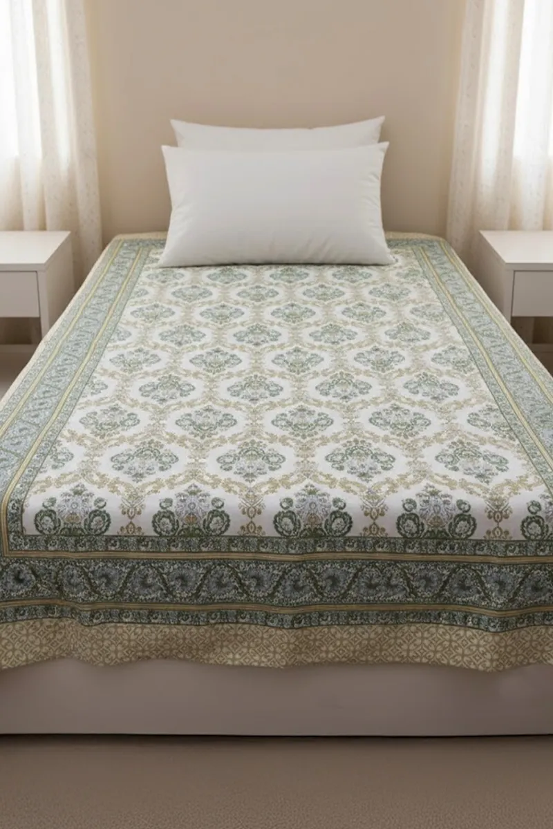 Shubh Rung Cotton Floral Printed Single Bed Sheet 01887663X90INCOLI&GRE