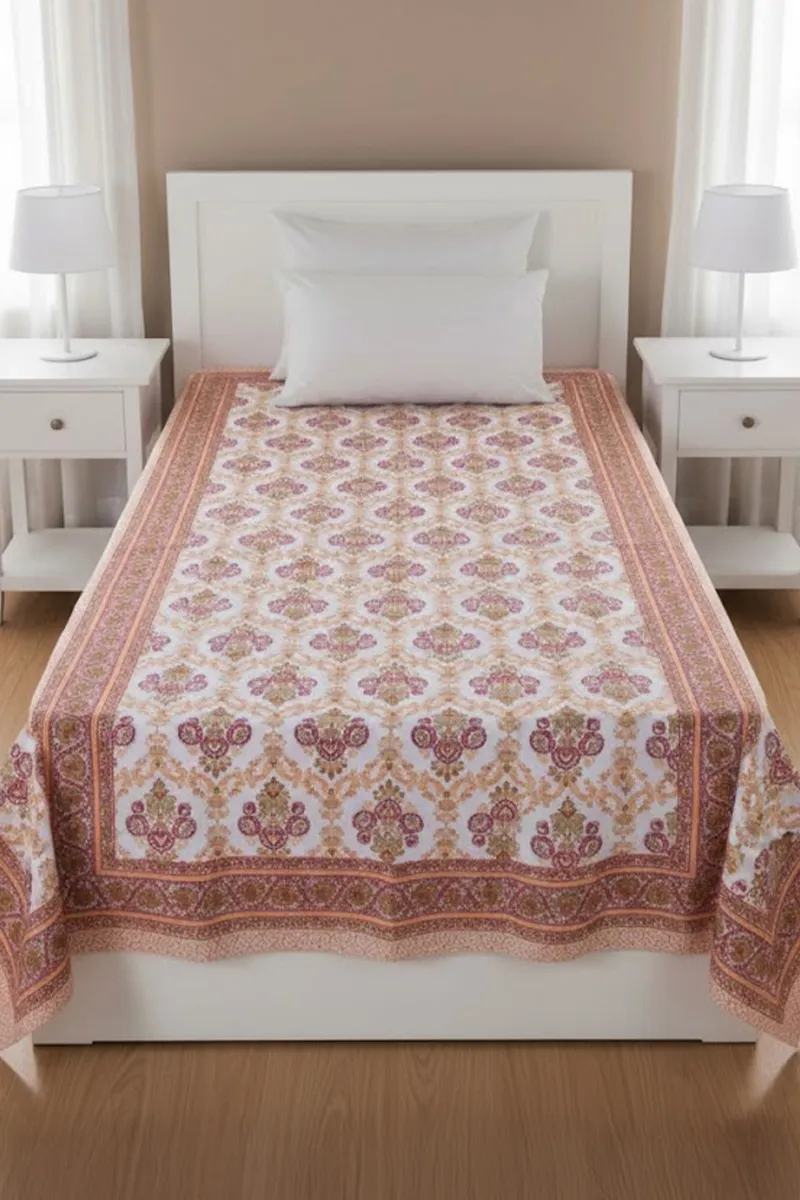 Cotton Printed Single Bedsheet - 1 Pc