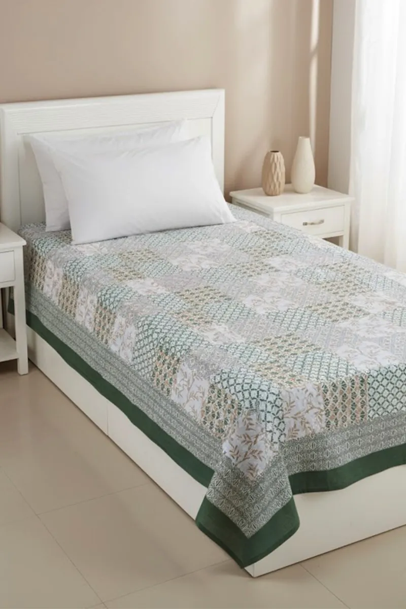 Cotton Printed Single Bedsheet - 1 Pc
