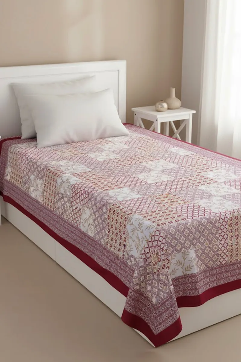 Shubh Rung Cotton Floral Printed Single Bedsheet 01887863X90INCMAG&PEA