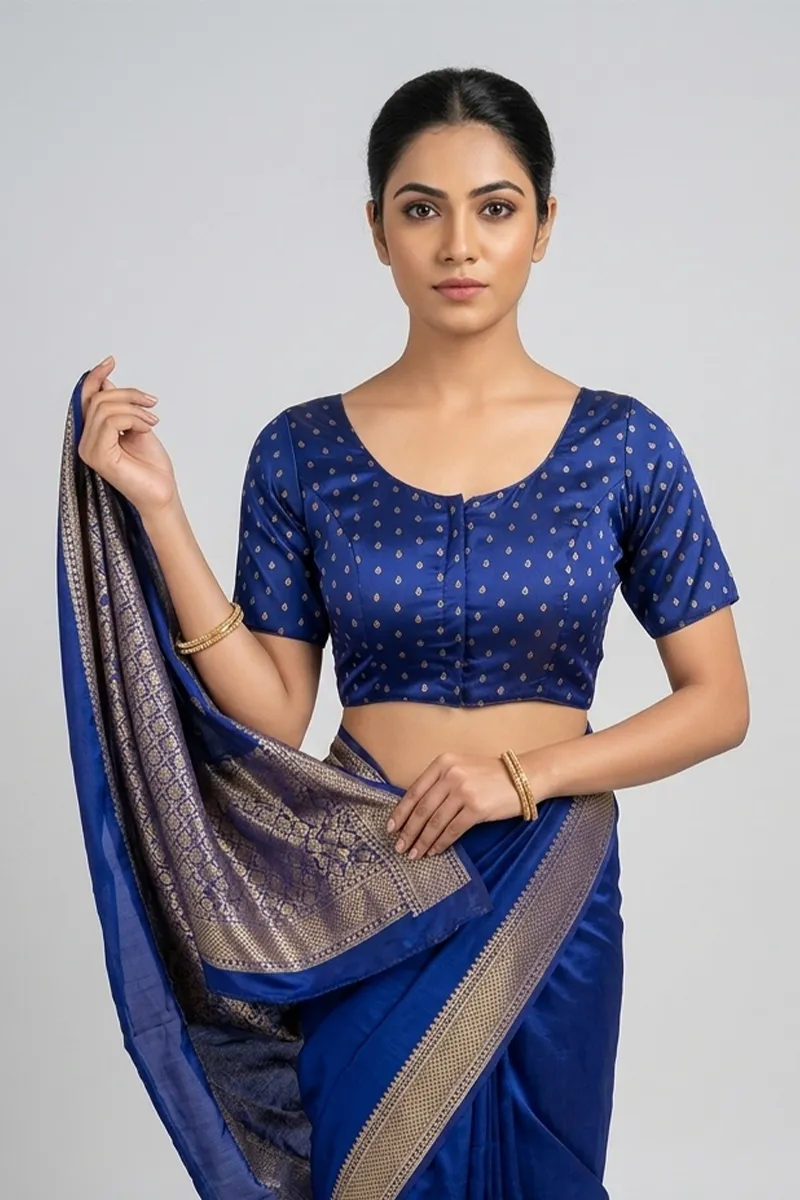 Banarasi Silk Printed Readymade Blouse for Women 018908BLU42