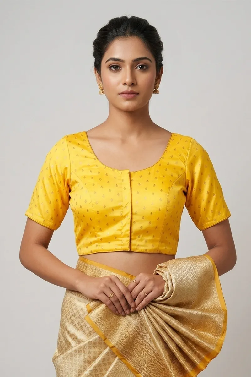 Banarasi Silk Printed Readymade Blouse for Women 018908YEL42