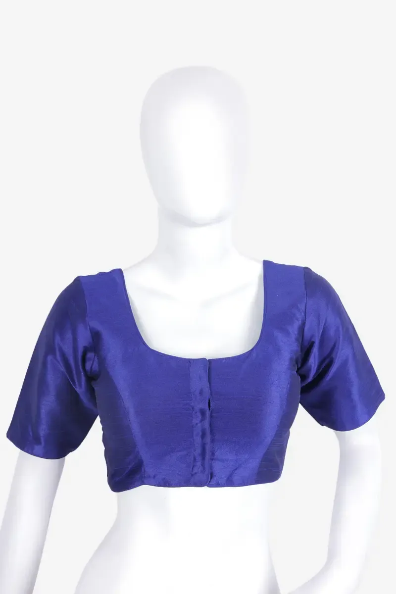 Phantom Silk Solid Readymade Blouse for Women 018915DARBLU42