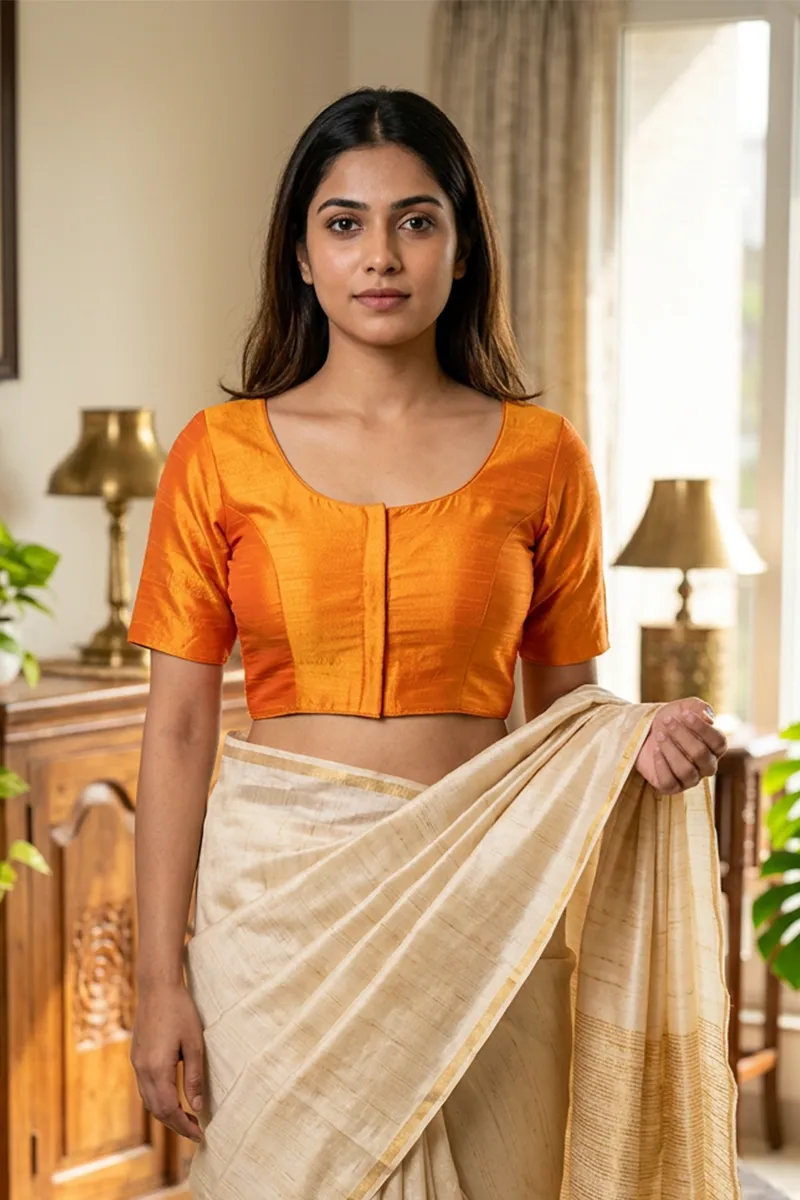 Phantom Silk Solid Readymade Blouse for Women 018915LIGORA42