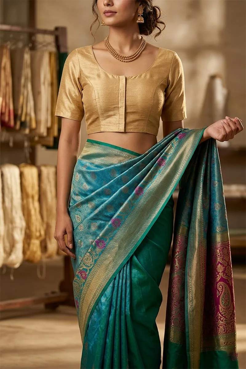 Cotton Blend Solid Readymade Blouse for Women 018930SAN42