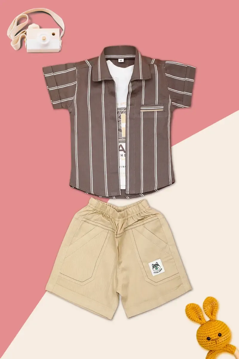 Baby Boy's Cotton Printed Clothing Set (3-Pcs Set) 018968BRO&BEI13M