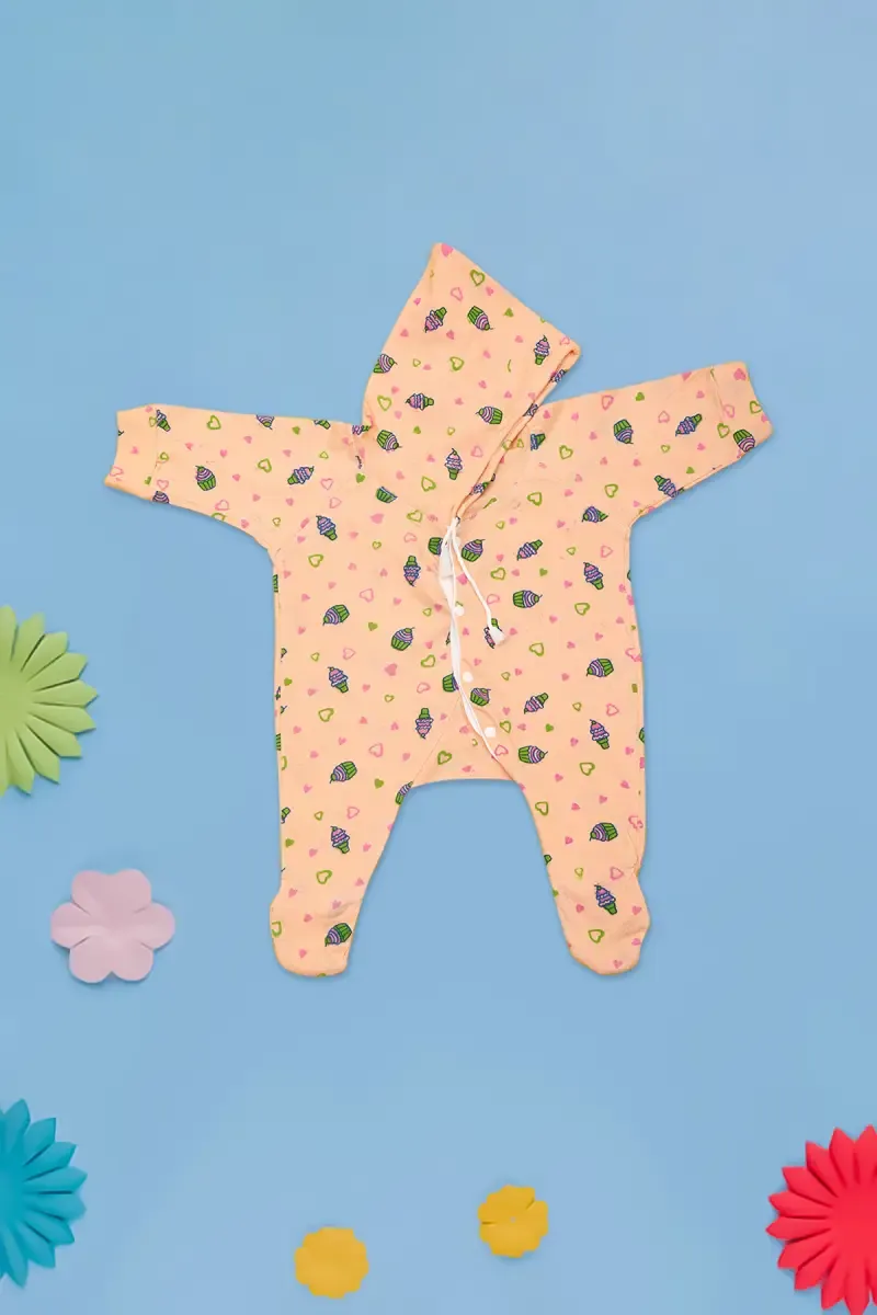 Cotton Sleepsuit For New Born 018987ORA13M