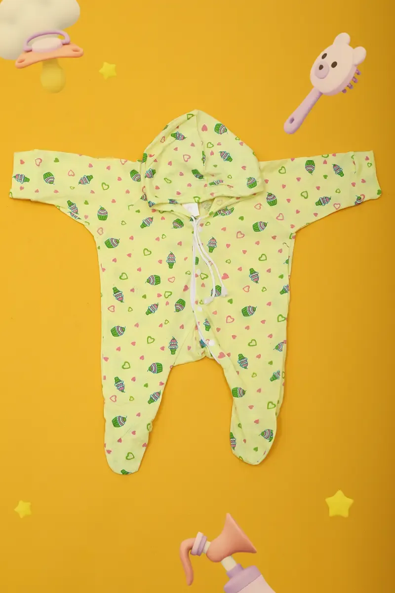 Cotton Sleepsuit For New Born 018987YEL01M