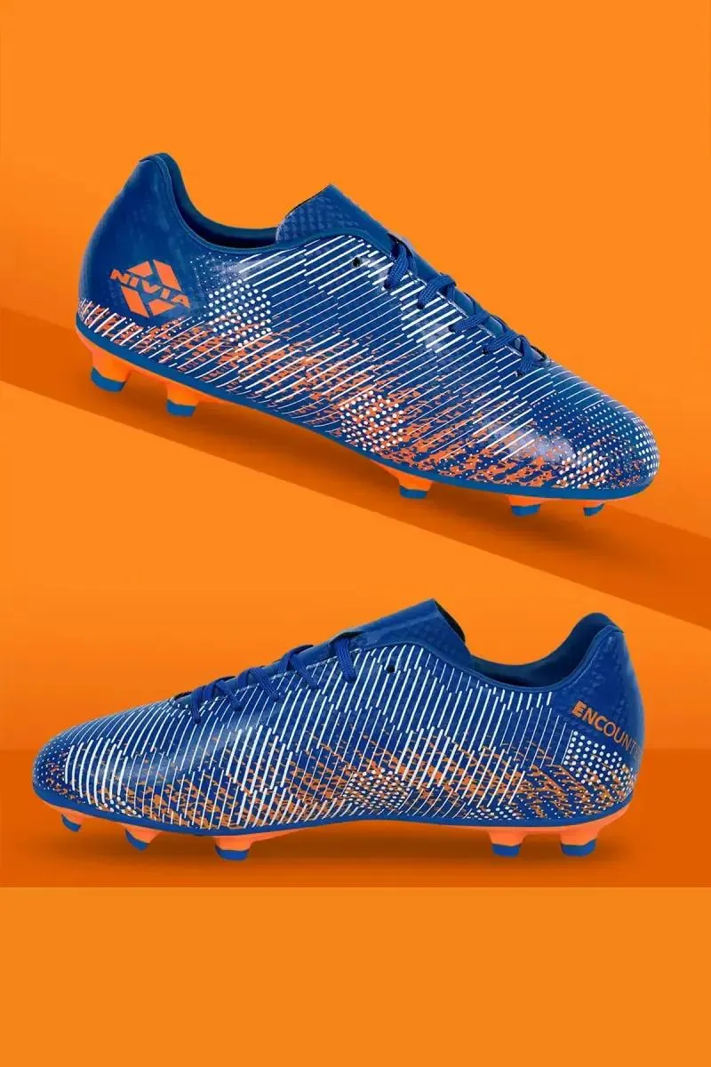 Nivia Encounter Shoes For Men (Royal Blue/Orange) 019071ROYBLU9